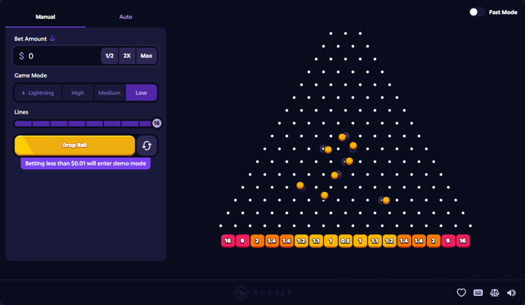 Roobet's Plinko Game