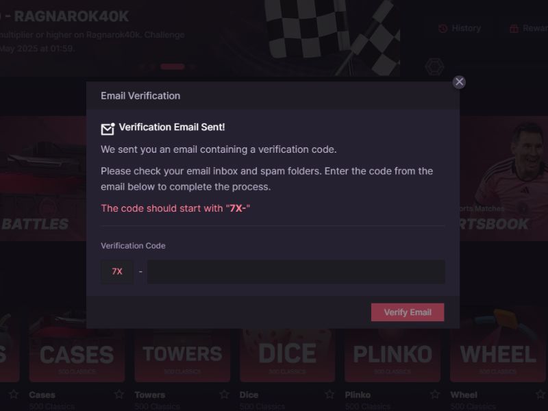 500 Casino Promo Code Application Step #5